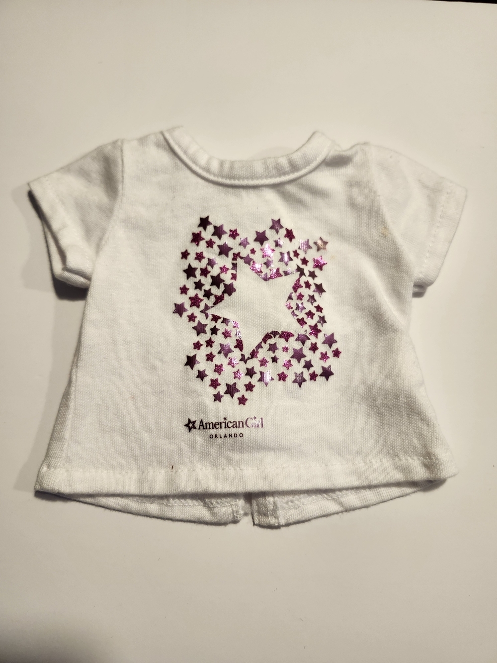 American Girl 18 Inch Doll White Tee with Pink Star Logo Design